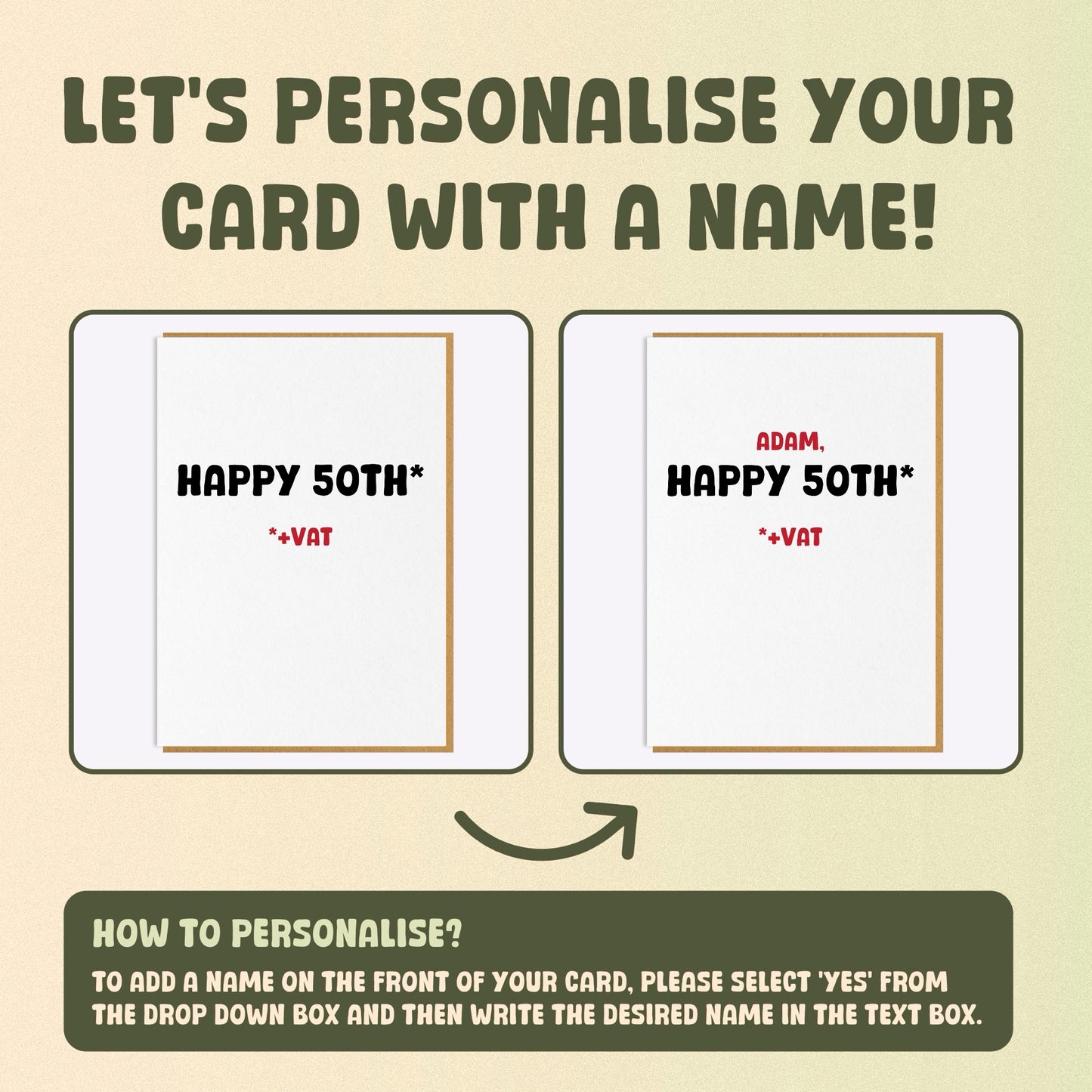 60th Birthday Card - Happy 50th + VAT
