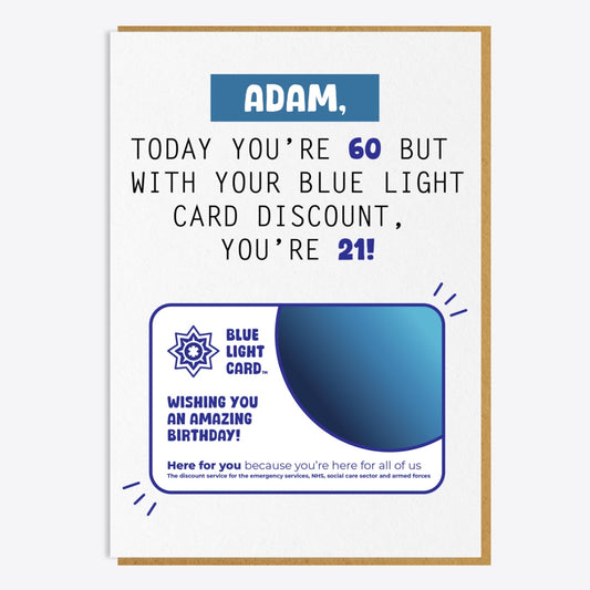 60th Birthday Card - Blue Light Discount