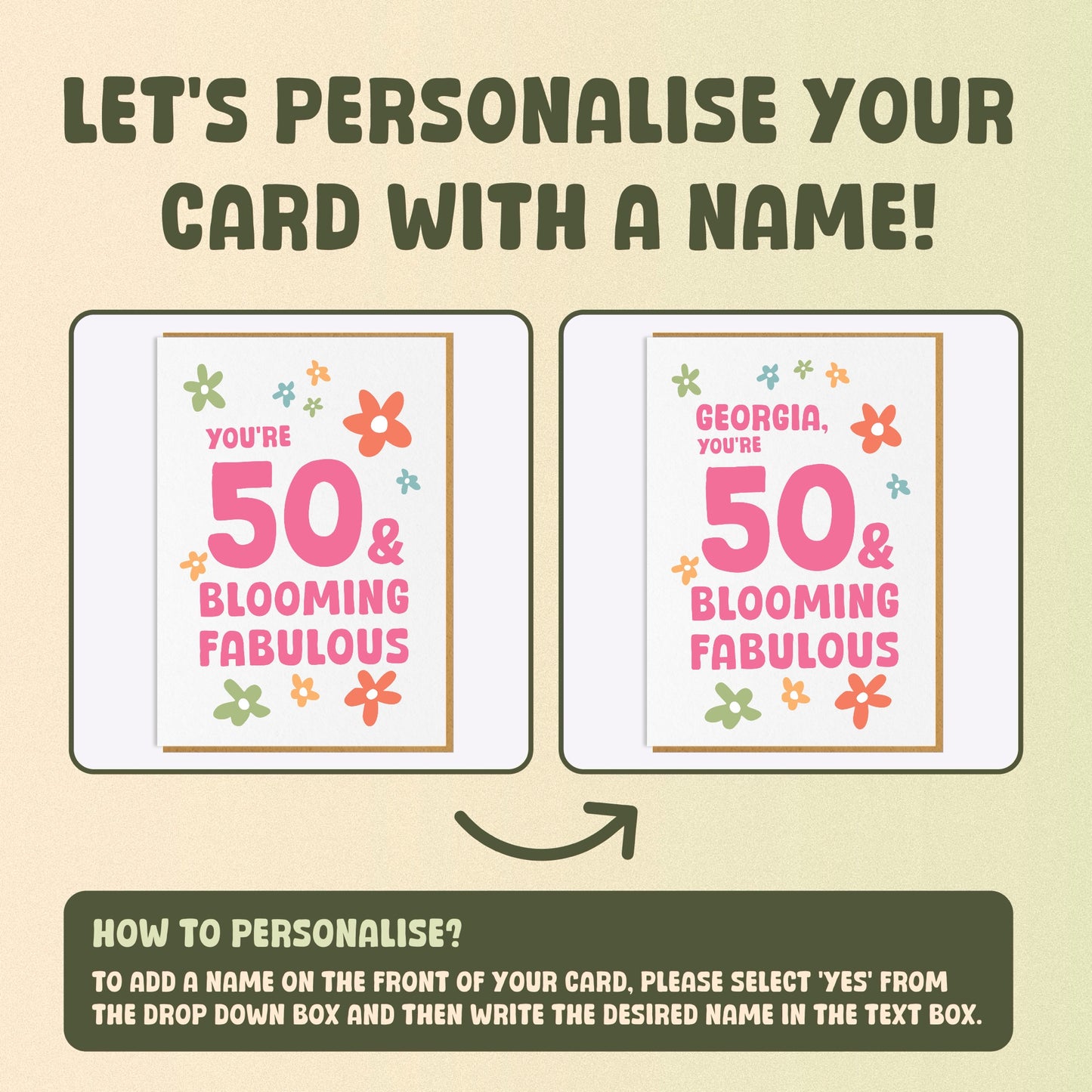 50th Birthday Card - You're 50 And Blooming Fabulous