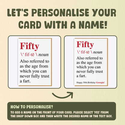 50th Birthday Card - Never Fully Trust A Fart