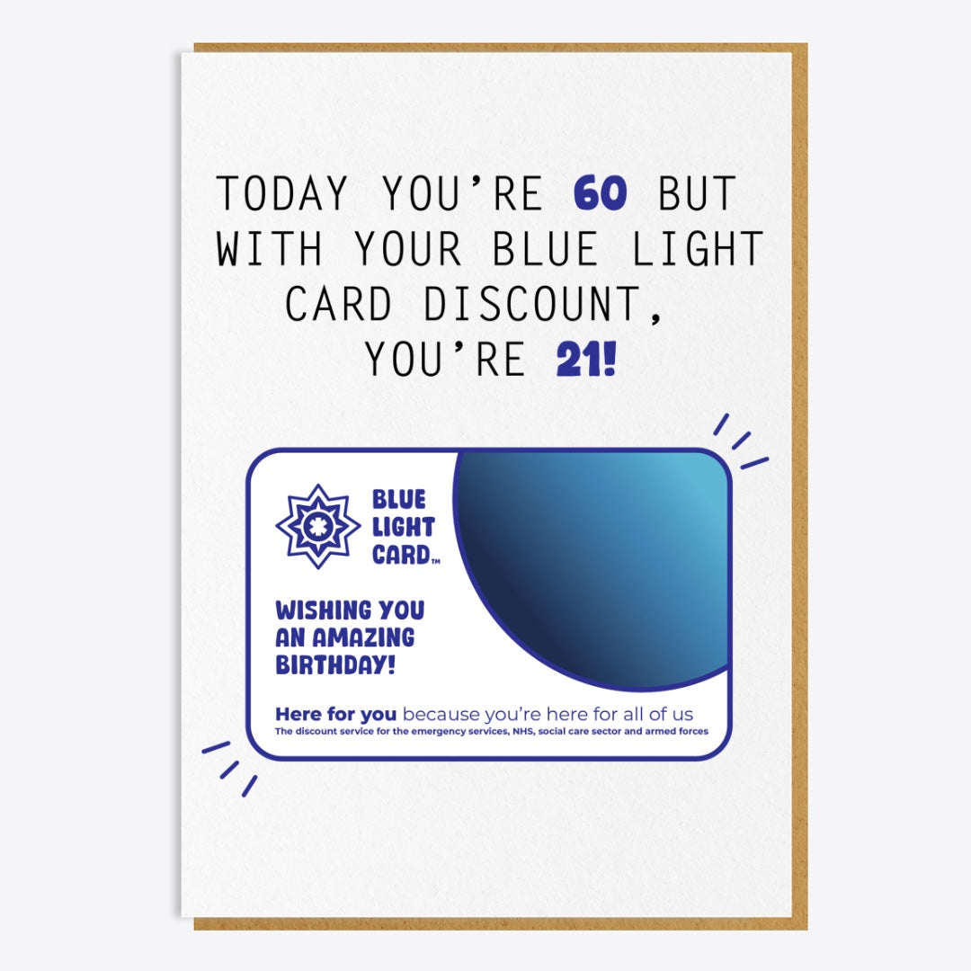 60th Birthday Card - Blue Light Discount