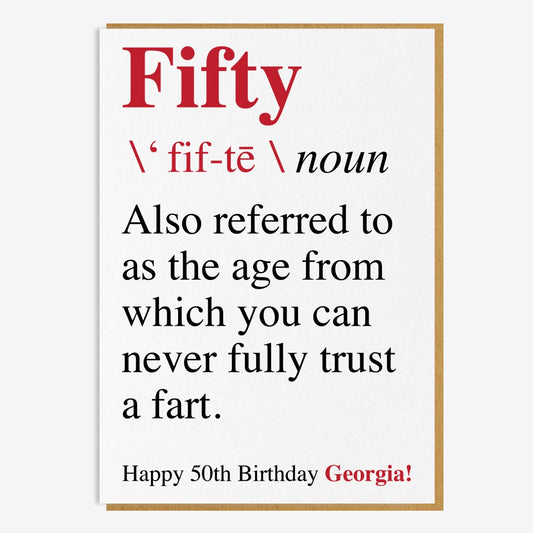 50th Birthday Card - Never Fully Trust A Fart