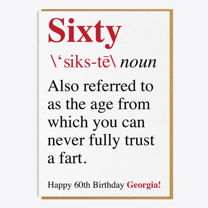 60th Birthday Card - Never Fully Trust A Fart